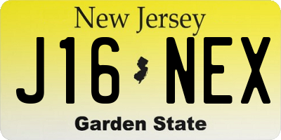 NJ license plate J16NEX