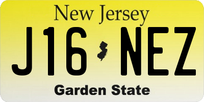 NJ license plate J16NEZ