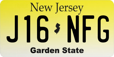 NJ license plate J16NFG