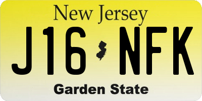 NJ license plate J16NFK