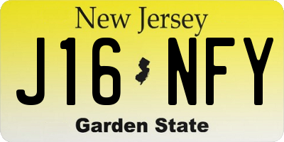NJ license plate J16NFY
