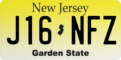 NJ license plate J16NFZ