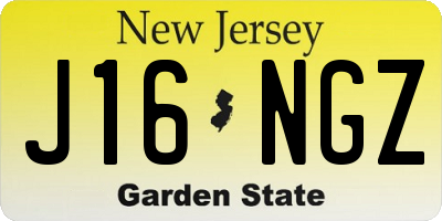 NJ license plate J16NGZ