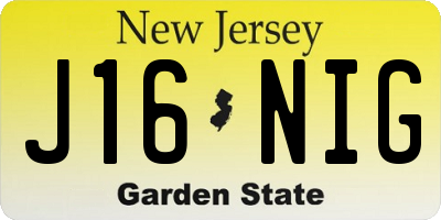 NJ license plate J16NIG