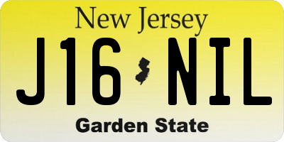 NJ license plate J16NIL