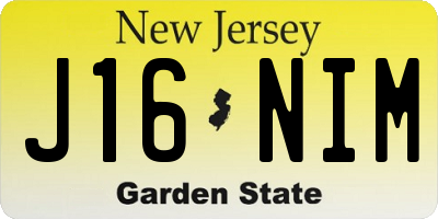 NJ license plate J16NIM