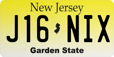 NJ license plate J16NIX