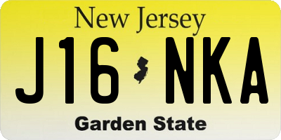NJ license plate J16NKA