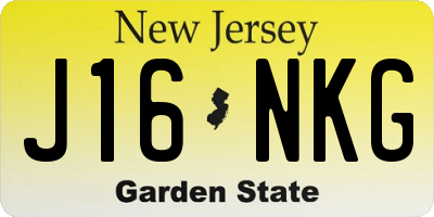 NJ license plate J16NKG
