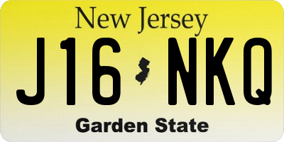 NJ license plate J16NKQ