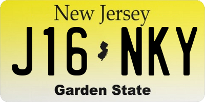 NJ license plate J16NKY