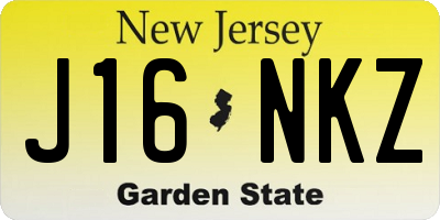 NJ license plate J16NKZ