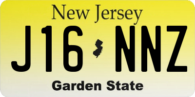 NJ license plate J16NNZ