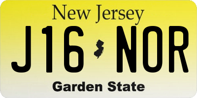 NJ license plate J16NOR