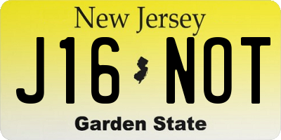 NJ license plate J16NOT