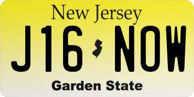 NJ license plate J16NOW