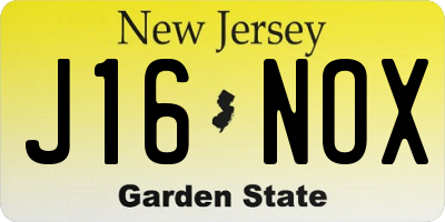 NJ license plate J16NOX