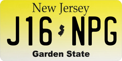 NJ license plate J16NPG