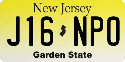 NJ license plate J16NPO