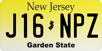 NJ license plate J16NPZ