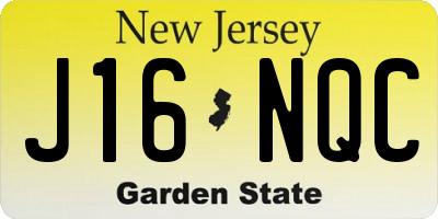 NJ license plate J16NQC