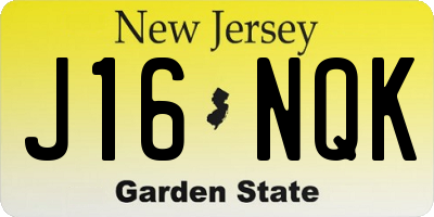 NJ license plate J16NQK