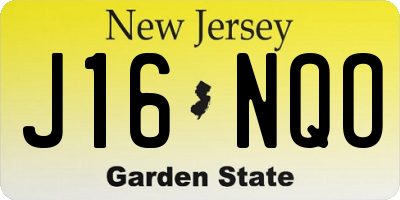 NJ license plate J16NQO