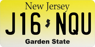 NJ license plate J16NQU