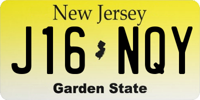 NJ license plate J16NQY