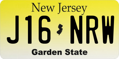NJ license plate J16NRW