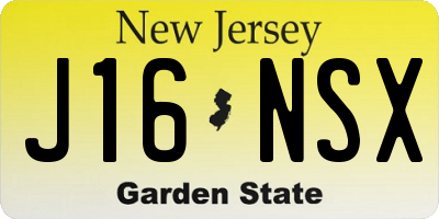 NJ license plate J16NSX