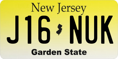 NJ license plate J16NUK