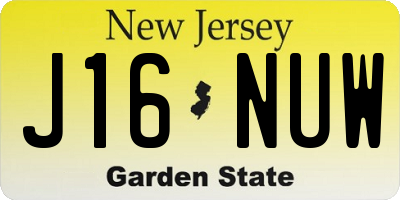 NJ license plate J16NUW