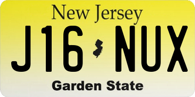 NJ license plate J16NUX