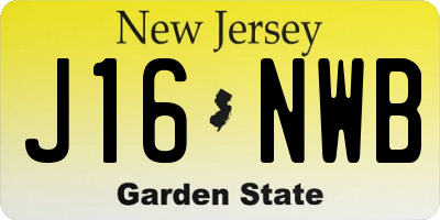 NJ license plate J16NWB