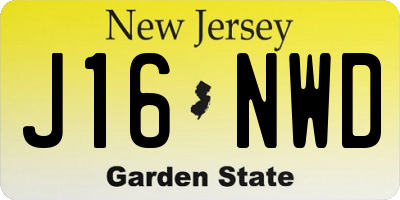 NJ license plate J16NWD