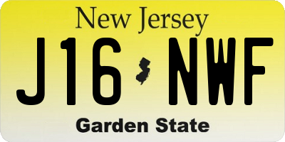 NJ license plate J16NWF