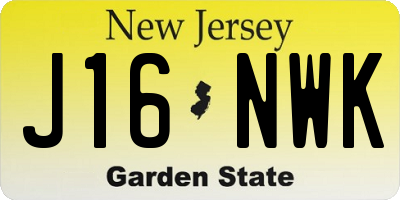 NJ license plate J16NWK