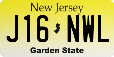 NJ license plate J16NWL