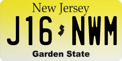 NJ license plate J16NWM