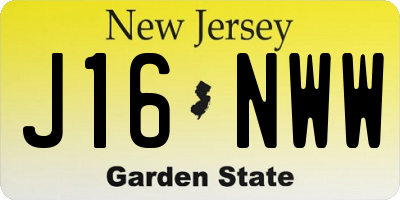 NJ license plate J16NWW