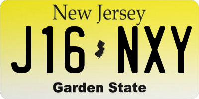 NJ license plate J16NXY