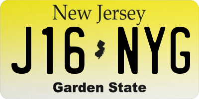 NJ license plate J16NYG