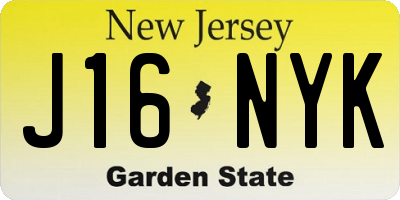 NJ license plate J16NYK