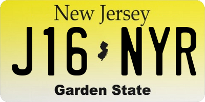 NJ license plate J16NYR