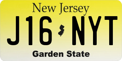 NJ license plate J16NYT