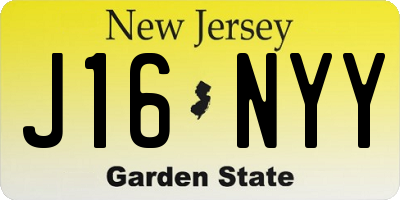 NJ license plate J16NYY