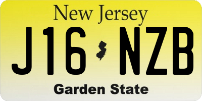 NJ license plate J16NZB