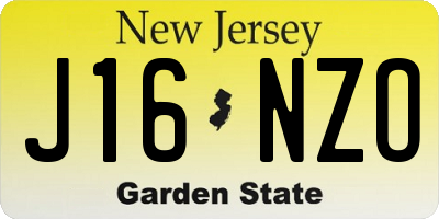NJ license plate J16NZO