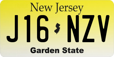 NJ license plate J16NZV